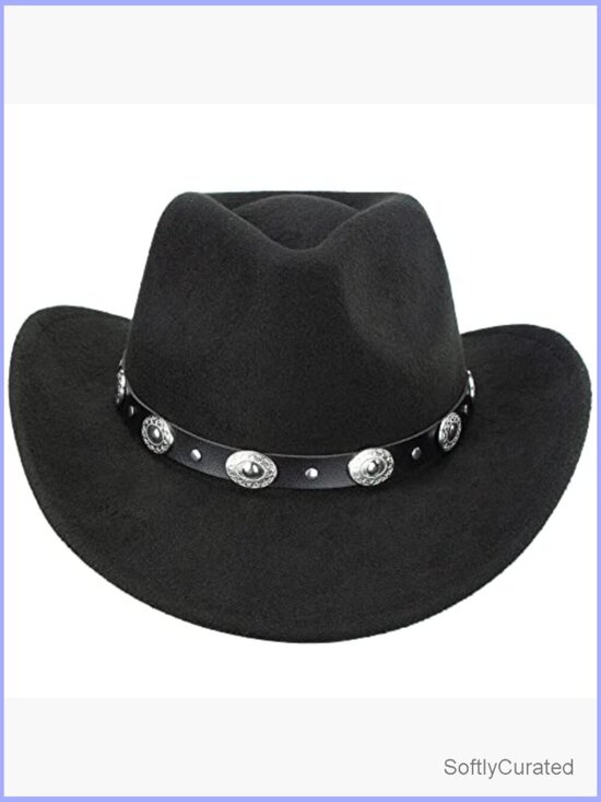 Wide Brim Felt Fedora Hat with Detachable Belt Buckle main image 6